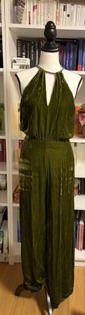 MNG Samt-Jumpsuit / Overall – Olivgrün – Grösse S – NEU