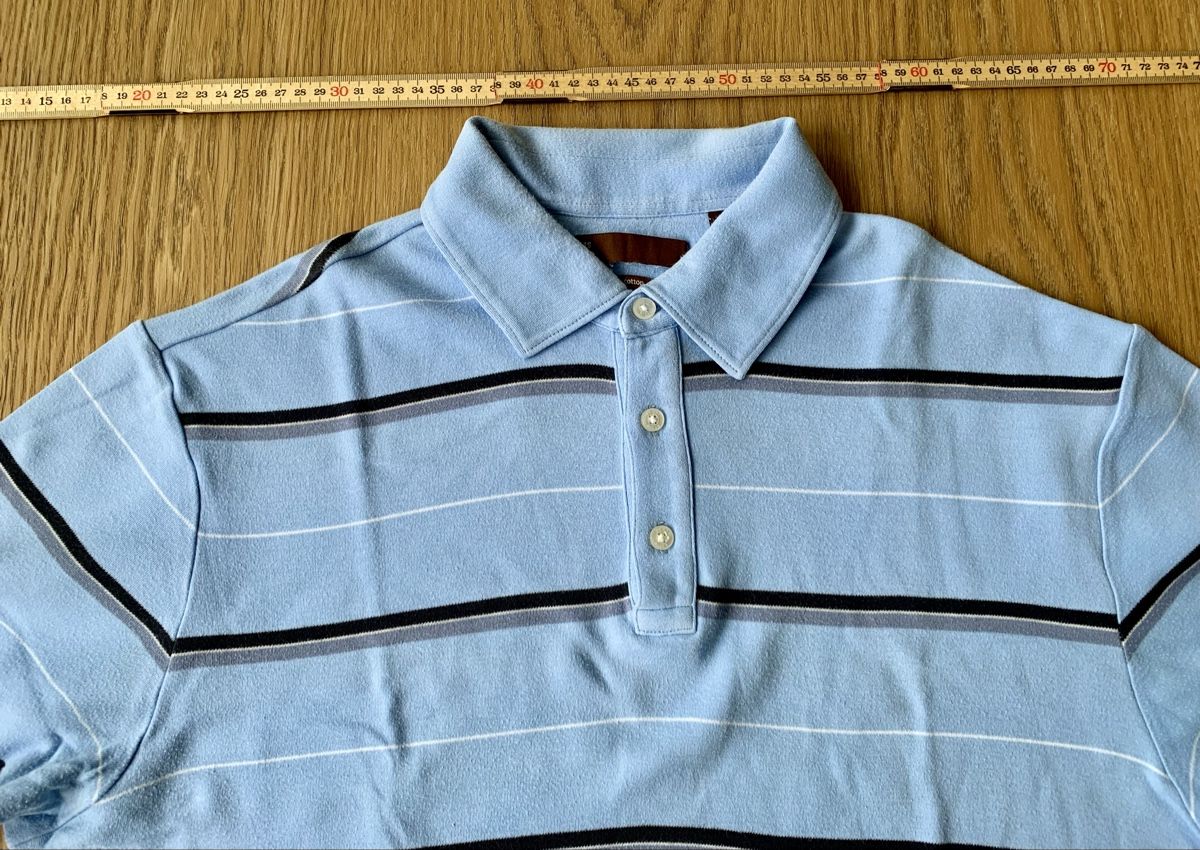 Magliette Polo: Polo Perry Ellis rayé bleu, taille L – Usato da Port venduto da granitod 1