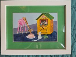 Gouache illustration encadrée Claire FINAZ lettre G