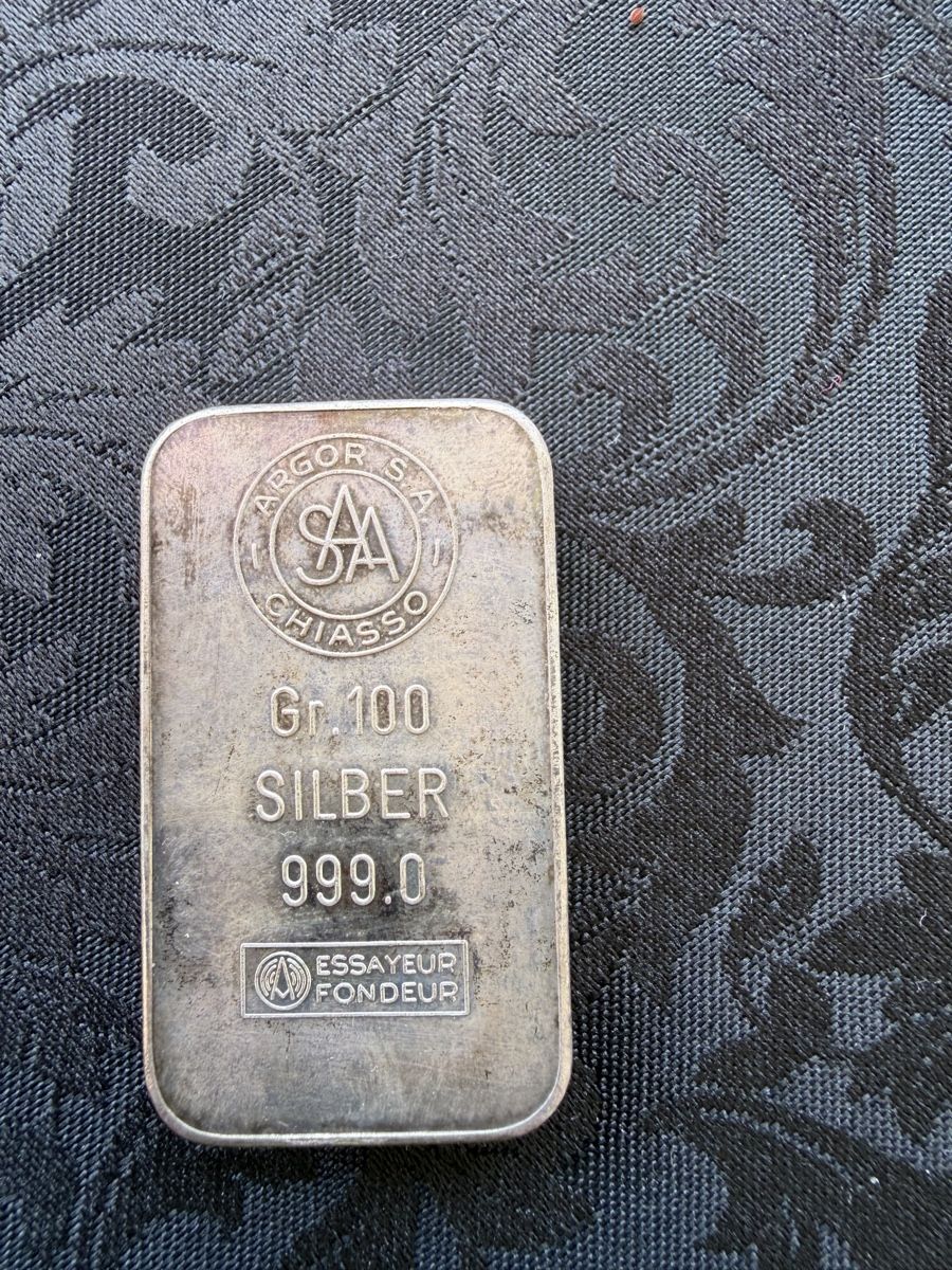 Metalli preziosi: 100 Gr. Silberbarren Argor SA Chiasso – Usato da Zug venduto da specki5