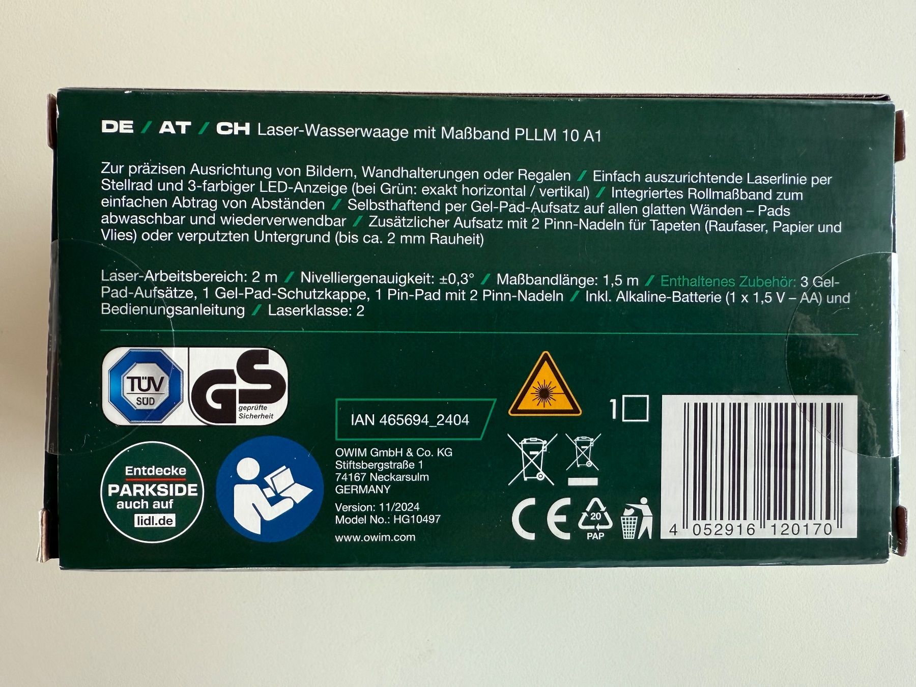 Parkside Messen: Parkside niveau à bulle, laser mètre – Neu und originalverpackt aus St-Gingolph von GoldenKeys 1