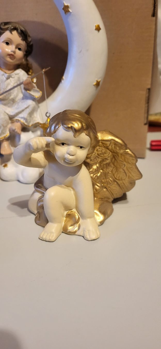 Statuette: Engelsammlung mit Goldfarben 4 Engel – Usato da Schweizersholz venduto da fuchs06 3