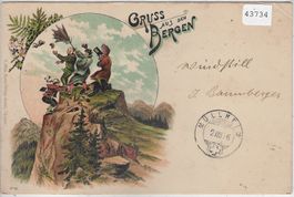 Gruss aus den Bergen - Litho - Humor 1896!!!