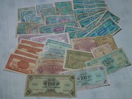 Lot + 40 alte Banknoten Alliierte Militärbehörde div. Länder