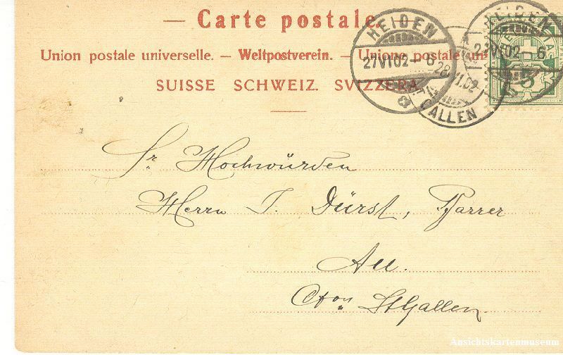 Cartoline postali: Heiden - Litho + 1902 – Usato da Emmenbrücke venduto da teestube 1