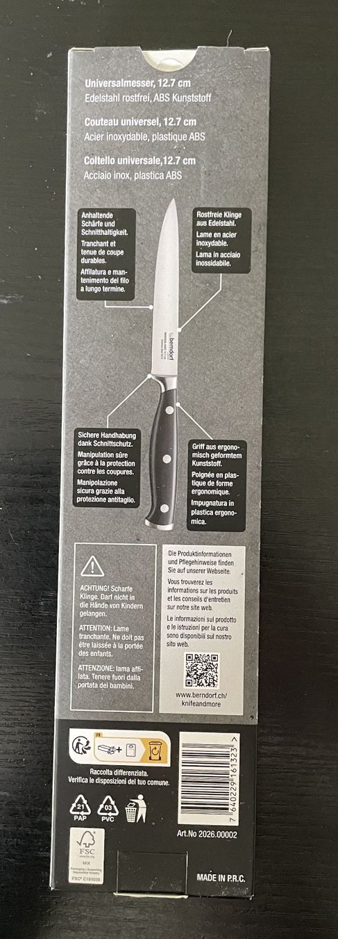 Berndorf Coltelli da cucina: Universalmesser BERNDORF Messer Universal Küchenmesser – Nuovo e nell'imballaggio originale da Oftringen venduto da allesmeins 2