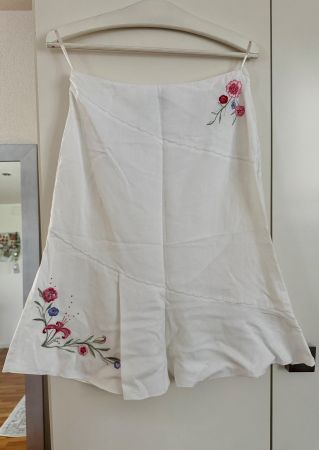 Leinen & Baumwolle Jupe/Rock mit romantischen Blüten in 36