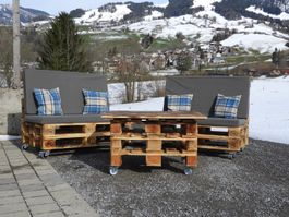 Paletten Lounge Gartenmöbel Set mit Rollen