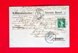 KARTE KAUFMÄNNISCHER VERBAND BASEL ZEGLINGEN BASELLAND 1915