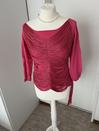 Pinker Fransenpullover Gr. 38 - Hingucker!