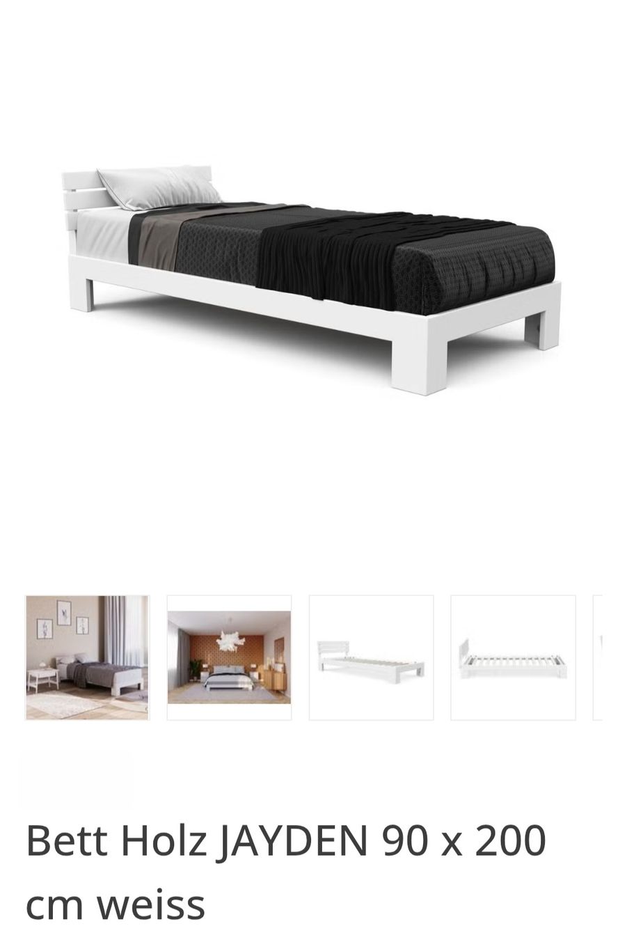 Lits: Bett JAYDEN Holz 90 x 200 cm weiss – Neuf avec emballage d'origine à St. Gallen par reb_955g