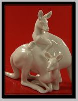 seltenes Känguru Paar Herend Ungarn alte Porzellan Tierfigur