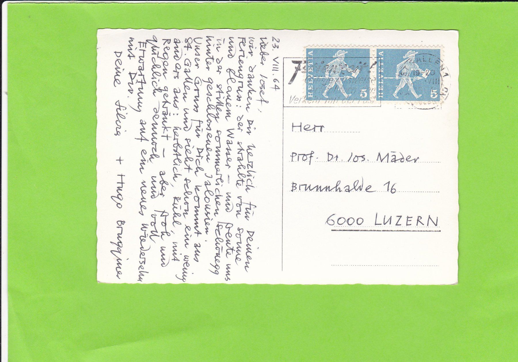 Cartoline postali: St. Gallen-Zentrum – Usato da St. Peterzell venduto da neckertal 1
