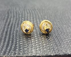 Gold 750 Ohrstecker Mit Brillanten und  Saphir