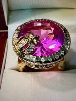 VINTAGE OPULENTER RING STERLING 925 VERGOLDET, XXL RUBIN,G55