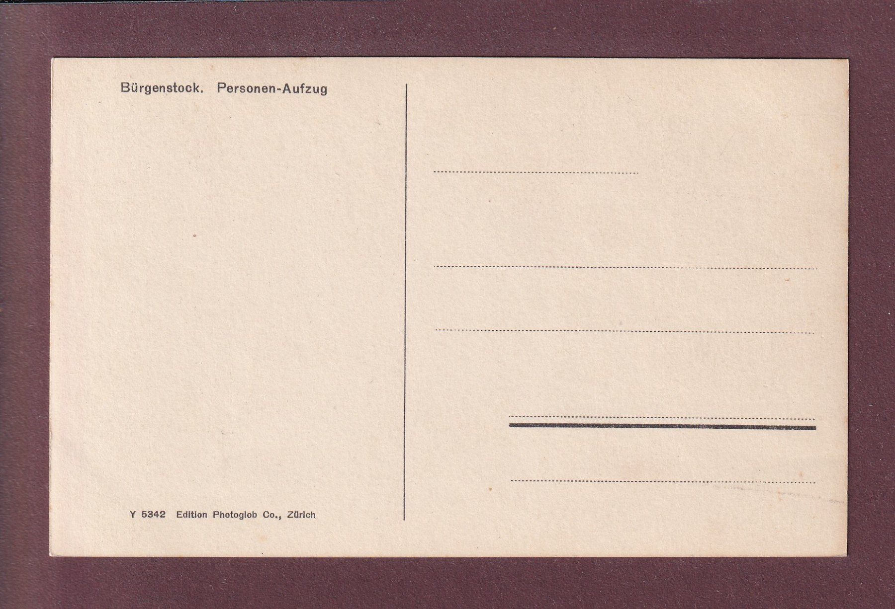 Cartes postales: BÜRGENSTOCK - Aufzug – D'occasion à Pully par nicecards 1