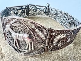 Prachtvolles Vintage Filigran Silber Armband mit Tier Motiv