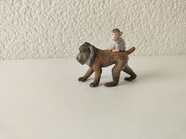 Schleich Mandrill mit Baby Rarität Wild Life Affe Pavian