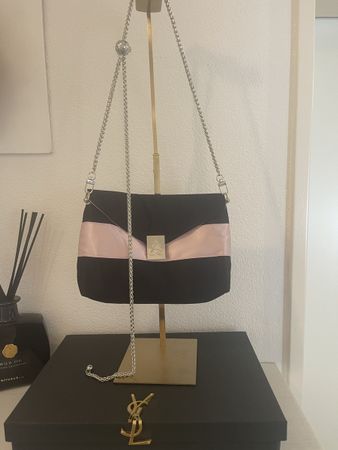 Elegante Ralph Lauren Clutch , schwarz-rosa, mit Kette,