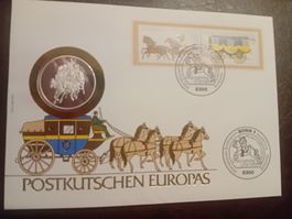 Numisbrief Silber Postkutschen Europa