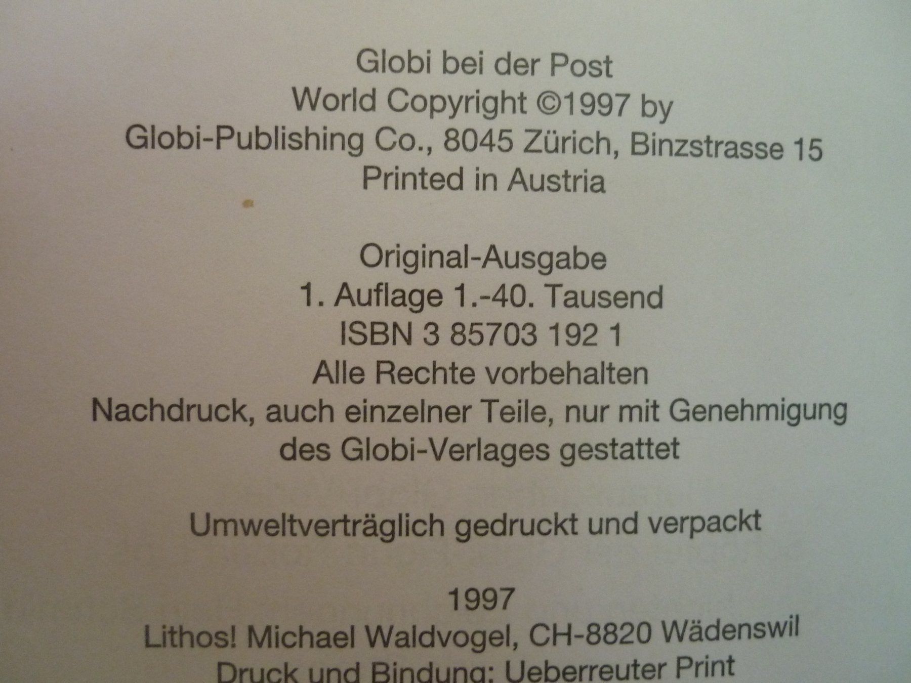 Libri: Globi bei der Post - 1. Auflage! – Usato da Maienfeld venduto da John13 1