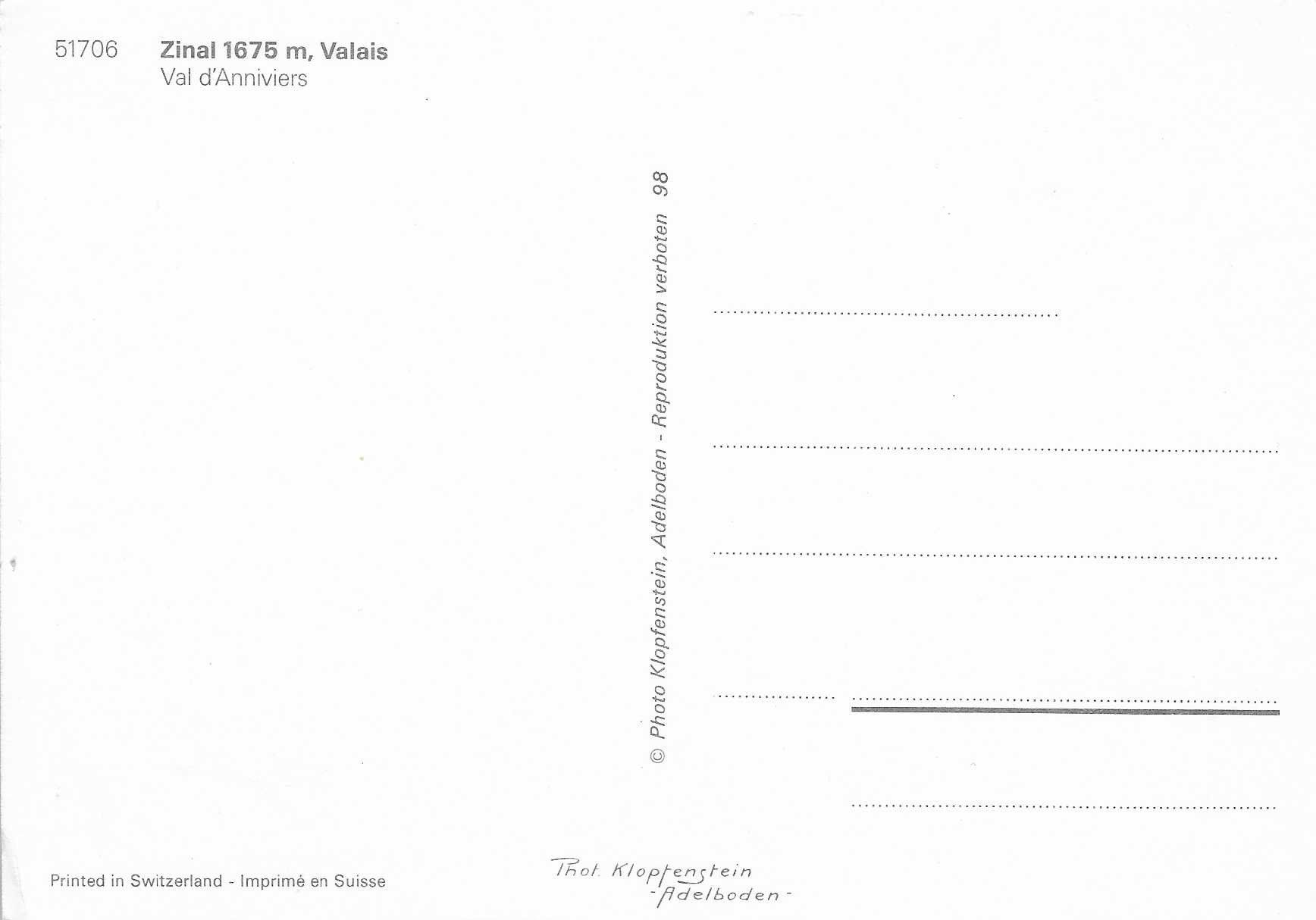 Cartoline postali: Zinal VS – Nuovo (secondo la descrizione) da Rothrist venduto da Stranglehold 1