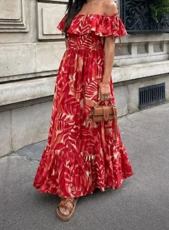 Zara Sommerkleid Off-Shoulder aus Baumwolle Gr. S