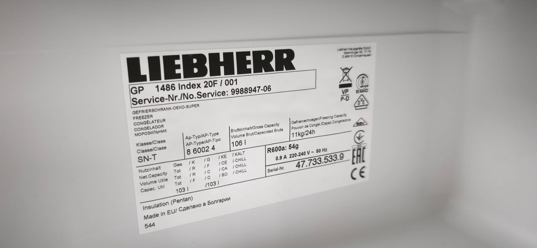 Liebherr Congélateurs: Liebherr GP 1486 Premium – D'occasion à Waltenschwil par Fabian_T 2
