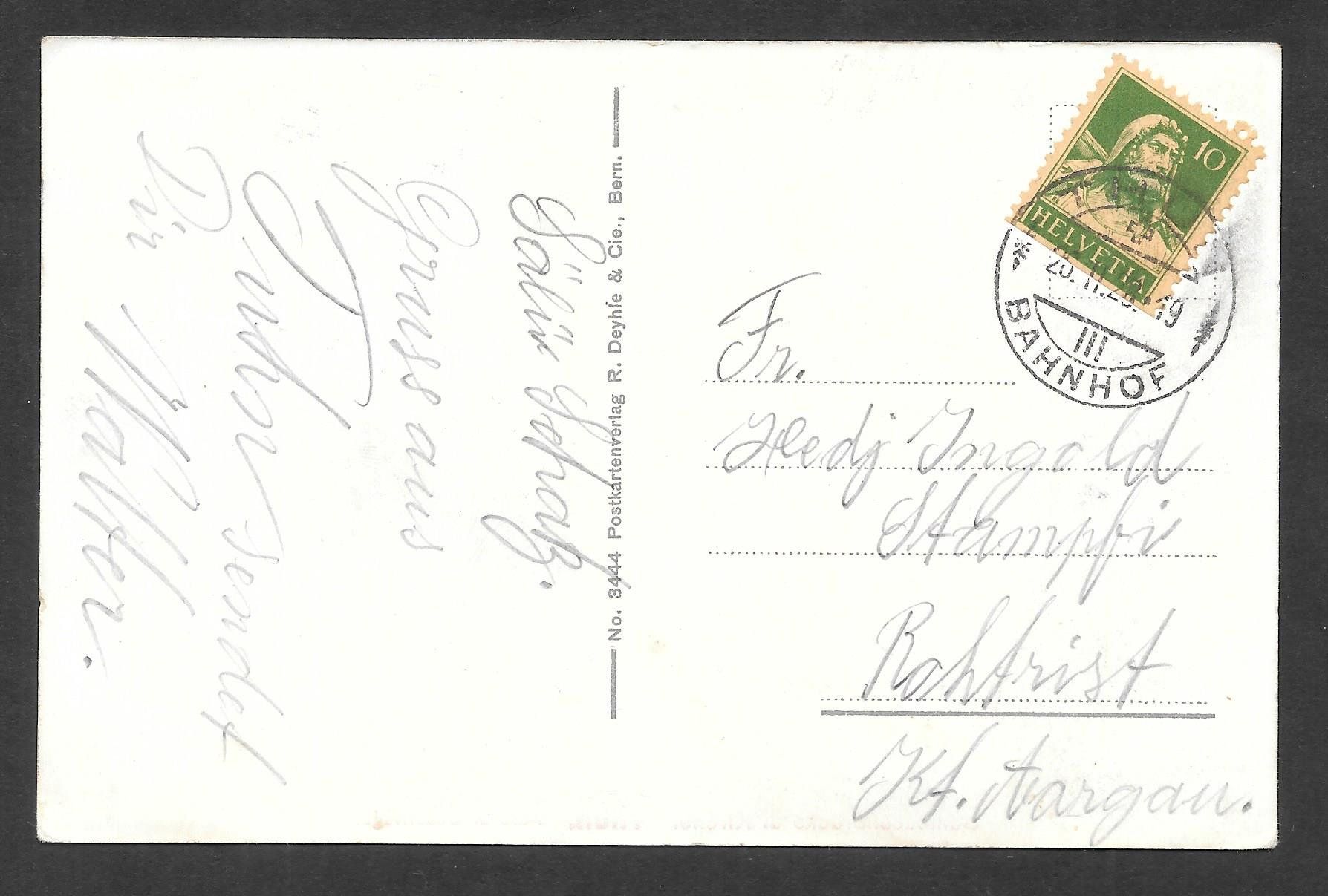 Cartes postales: Thun Teilansicht mit Hotel Beaurivage mit Flugzeug – D'occasion à Olten par clotaldi 1
