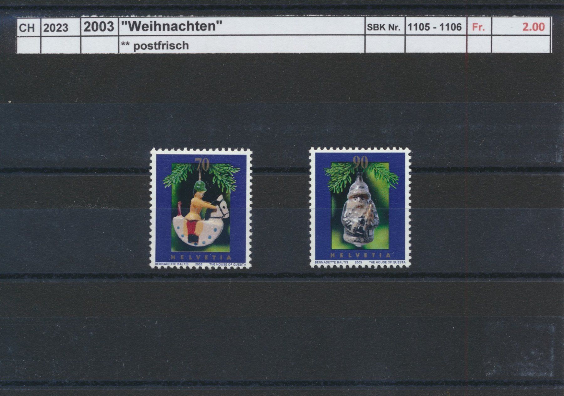 Alle Briefmarken: 2003 "Weihnachten", ** postfrisch – Neu (gemäss Beschreibung) aus Winterthur von Zupogeru