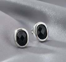 Silber 925 Ohrstecker  mit facettiertem Onyx - Neu