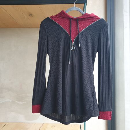 🐸 KAPUZENPULLOVER HOODIE S GOTHIC SCHWARZ ROT