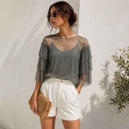 ZARA transparenter Shirt Top aus Tüll Gr.S NEU