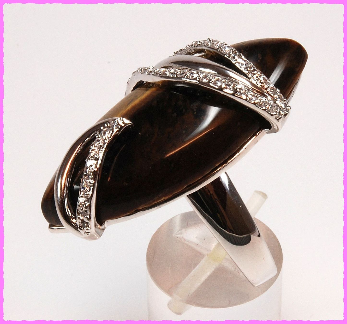 Anelli: Wow, grosser Ring mit echtem Tigerauge Stein – Nuovo e nell'imballaggio originale da Oberglatt ZH venduto da Diamond-Girl 2