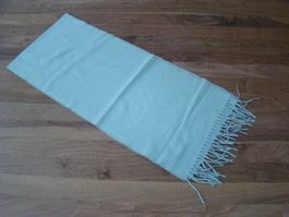 Schal mit Fransen hellblau, warmer Fleece
