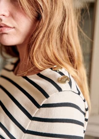 Sezane haut Colette marinière noire XS