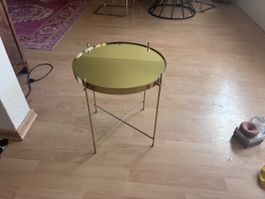 Beistelltisch rund mit Spiegelfläche goldfarben neuwertig
