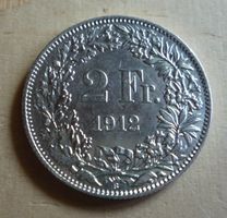 2 Franken 1912, unz/stgl, Kat. CHF 225.-- bis CHF 450.--