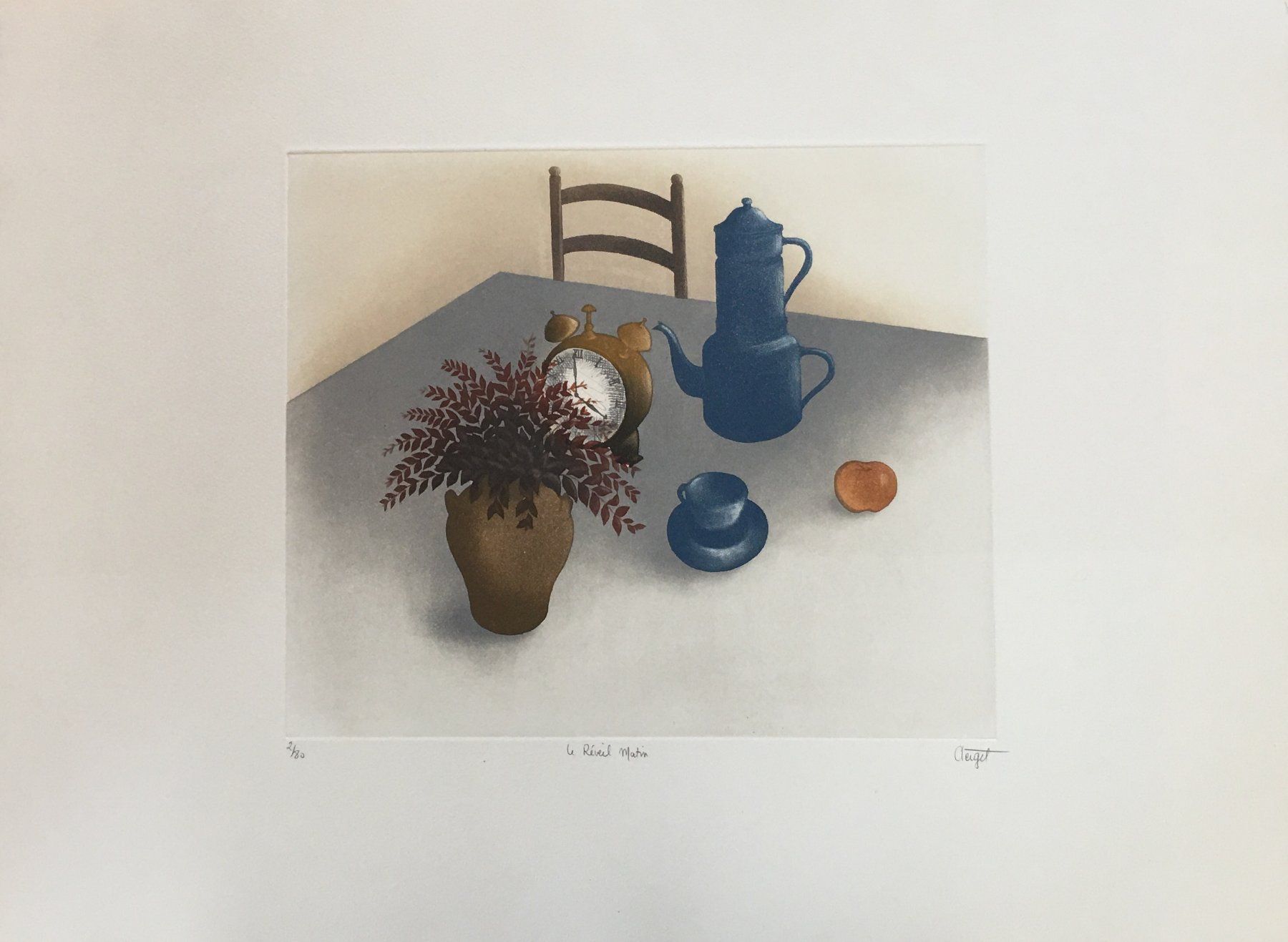 Dipinti: Elisabeth Clerget   "Le Réveil matin". FARBRADIERUNG – Usato da Nennigkofen venduto da juhit 1