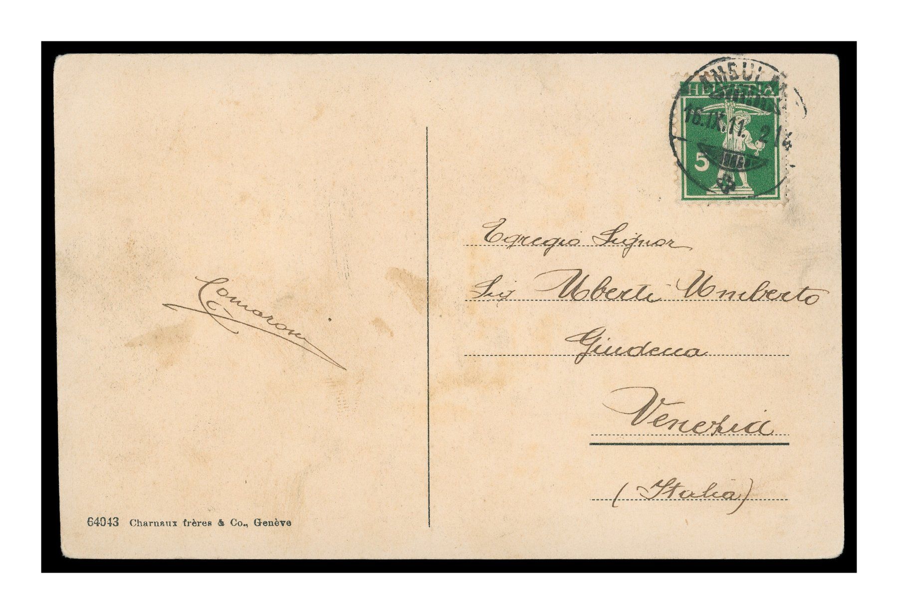 Cartes postales: LAC LÉMAN - 1911 "Coucher de Soleil" – D'occasion à Onex par gonsla01 1