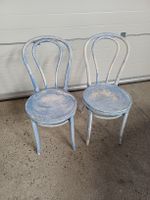 2er Set Vintage Stühle im Shabby Chic Look, Blau/Weiss