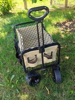 Faltbarer Bollerwagen 150L mit breiten Rädern, beige/schwarz