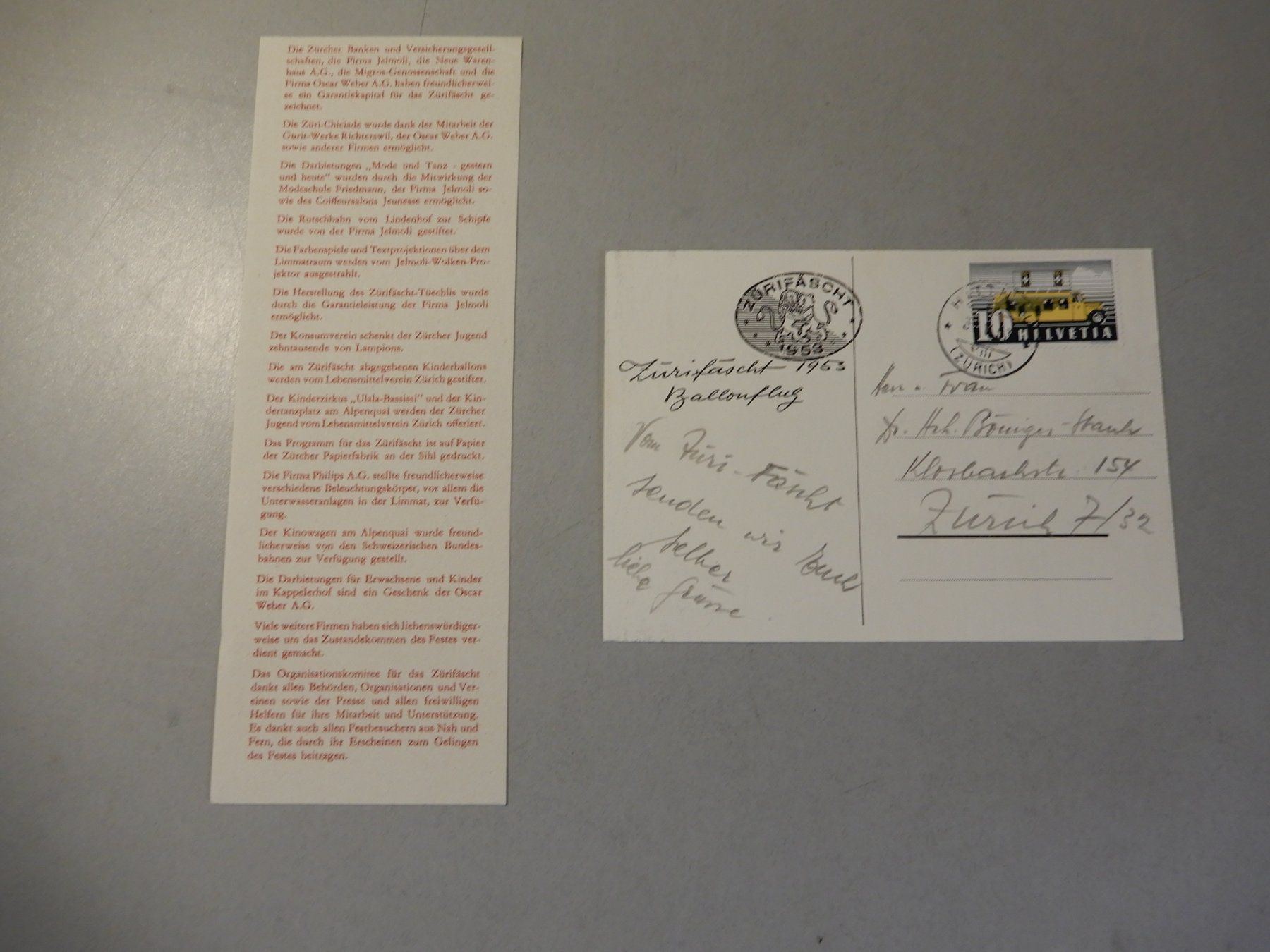 Dokumente: Zürifäscht 1953 Sammlung, Programm und Grusskarte – Gebraucht aus Erstfeld von Mario_boe0 4