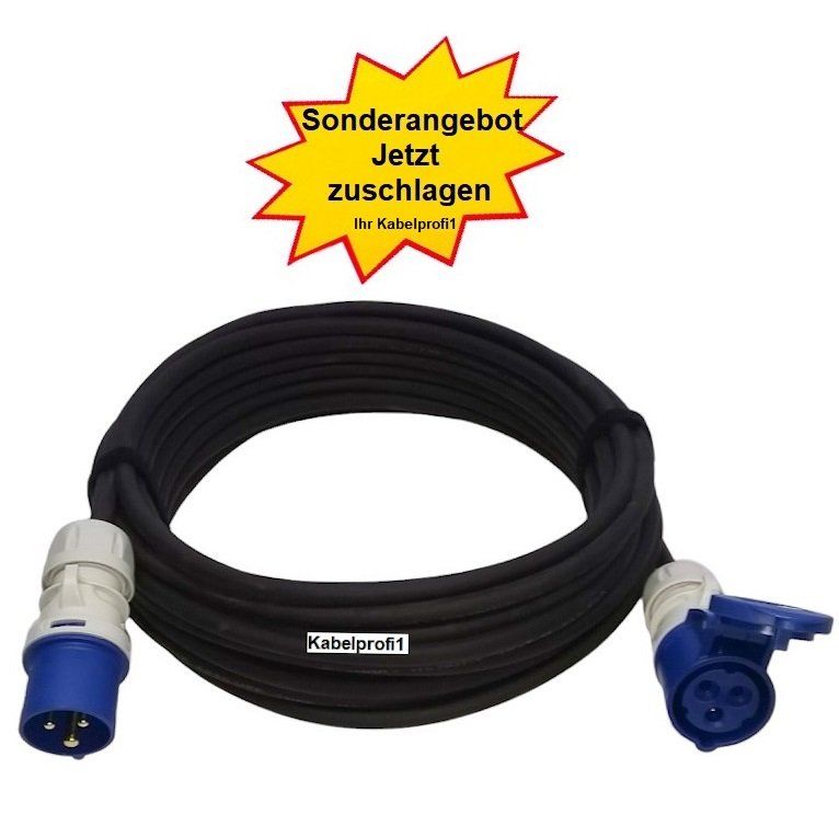 CEE-Adapterkabel 2500W met 4-voudig stopcontact & USB 2U1C