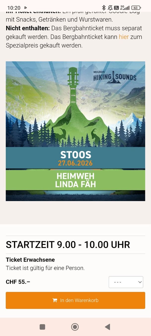 Biglietti: 2 Tickets Hiking Sounds Stoos 27.06.26 – Nuovo e nell'imballaggio originale da Hofstetten SO venduto da Nadine066