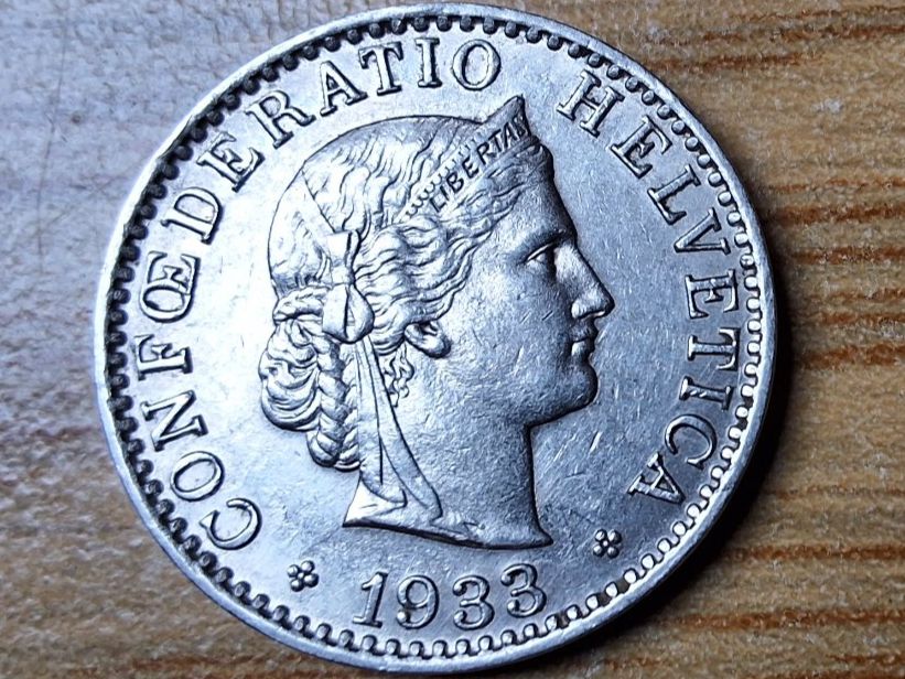 Tutti le monete: 20 Rappen 1933 - fast vorzüglich! – Usato da Münchenstein venduto da purbach1