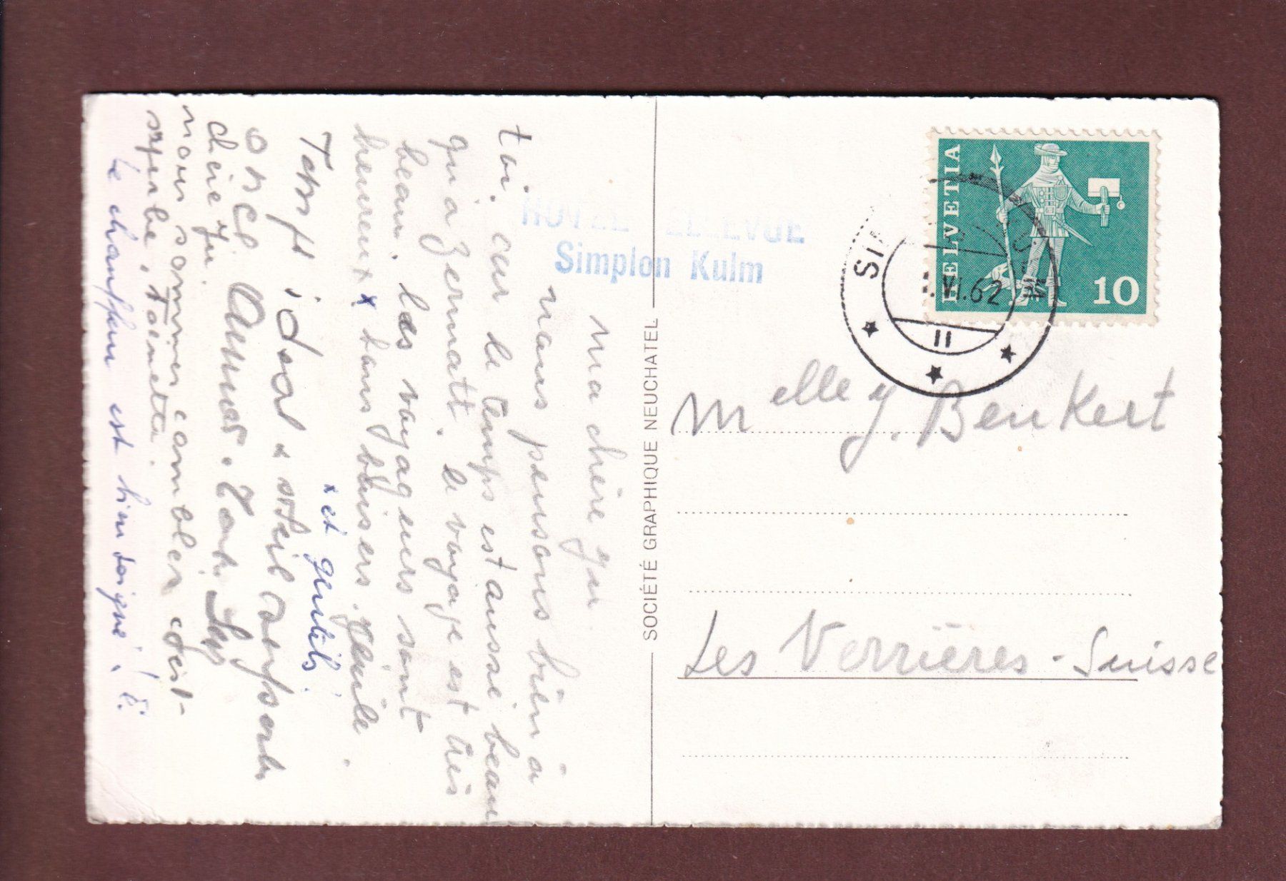 Cartes postales: SIMPLON-PASS - 1962 // pli d'angle // – D'occasion à Pully par nicecards-shop 1