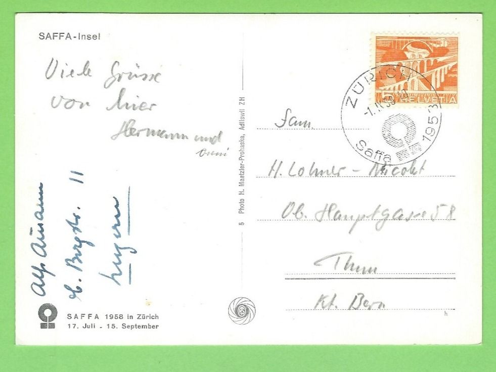Ansichtskarten: SAFFA-Insel, Zürich – Gebraucht aus Zürich von t24_de 1