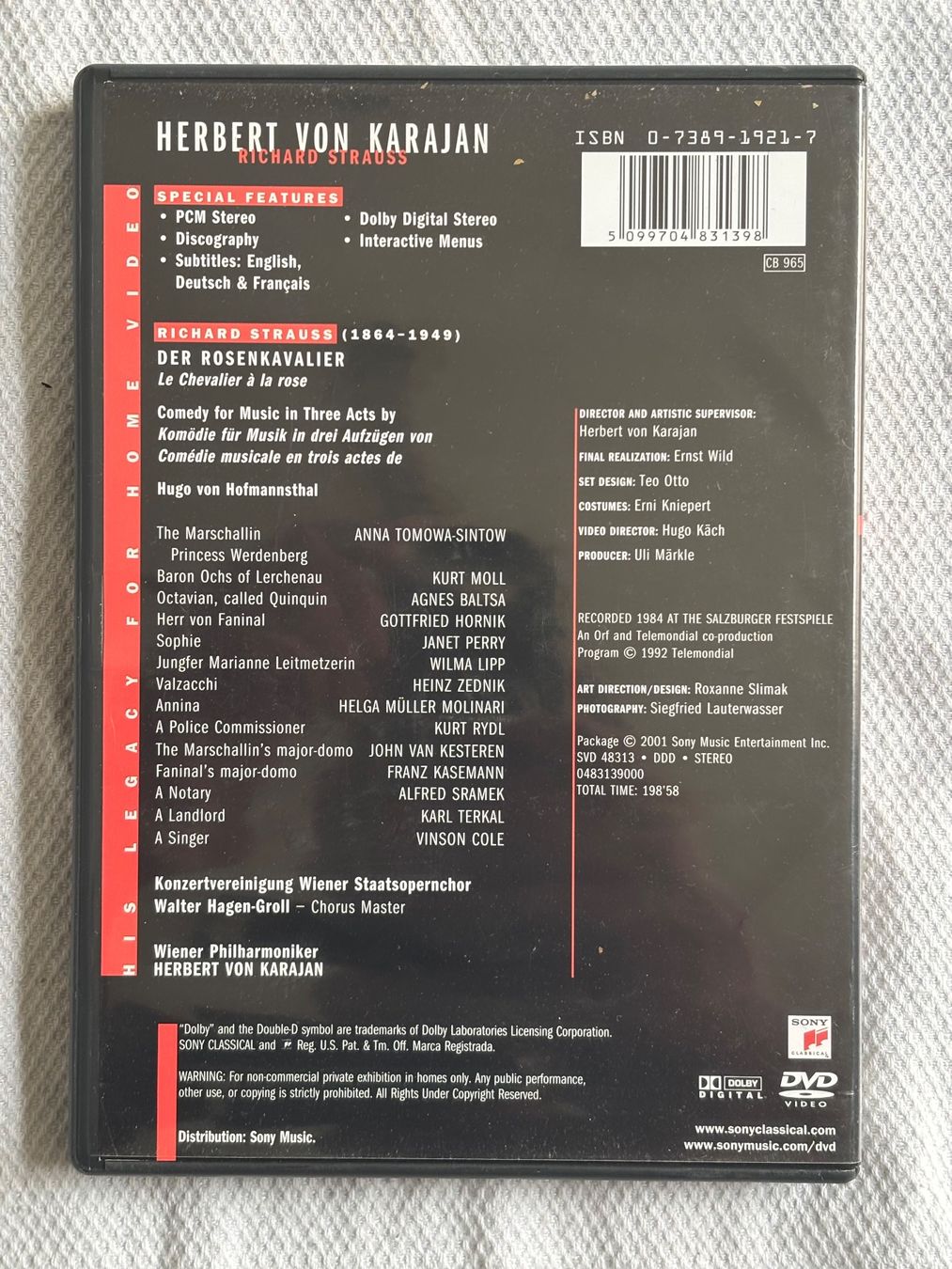 Tutti i DVDs: Herbert von Karajan / Wiener: verschiedene – Usato da Stans venduto da Abukadnezar 1