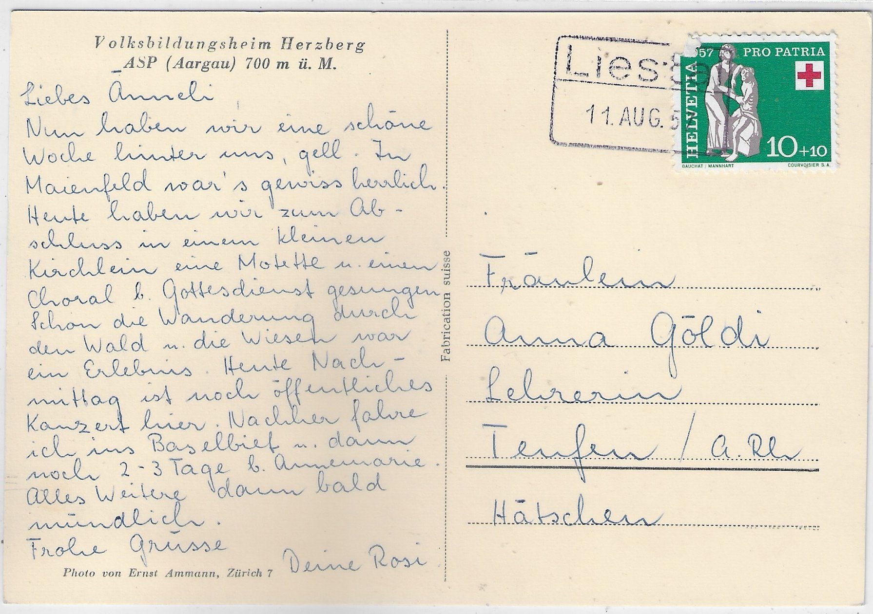 Cartoline postali: Volksbildungsheim Herzberg Asp AG – Usato da Ettingen venduto da Kartenplanet 1